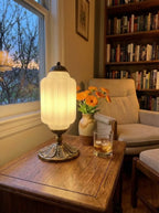 Table Lamp Hand-Blown Glass Shade Brass Or Matte Black