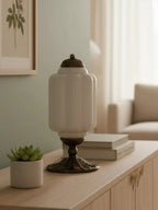 Table Lamp Hand-Blown Glass Shade Brass Or Matte Black