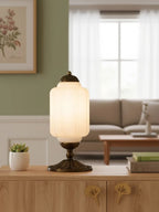 Table Lamp Hand-Blown Glass Shade Brass Or Matte Black