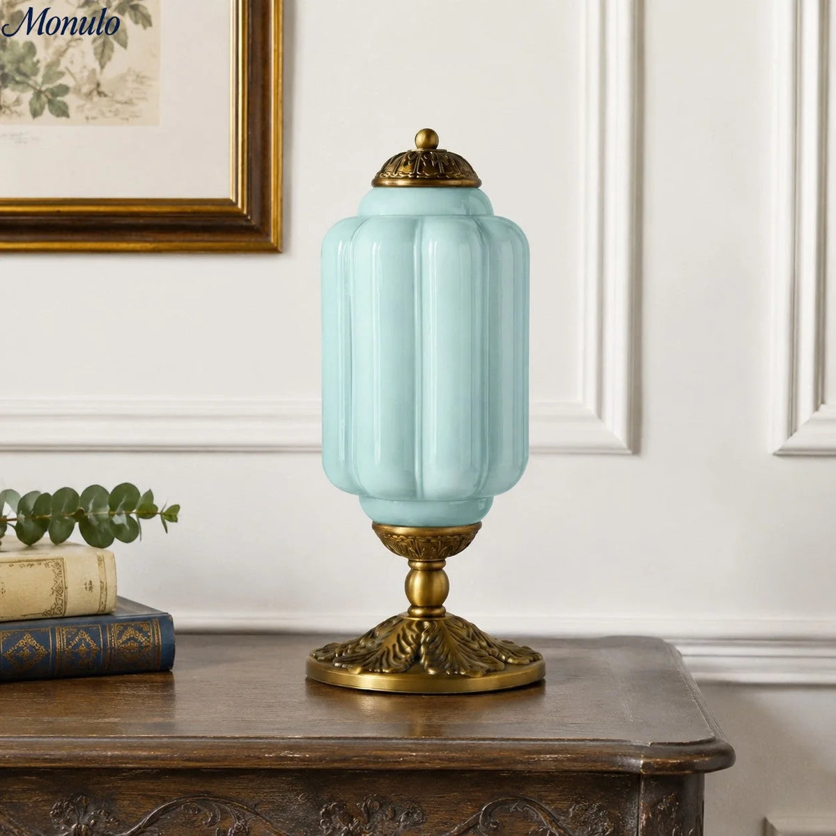 Table Lamp Hand-Blown Glass Shade Brass Or Matte Black