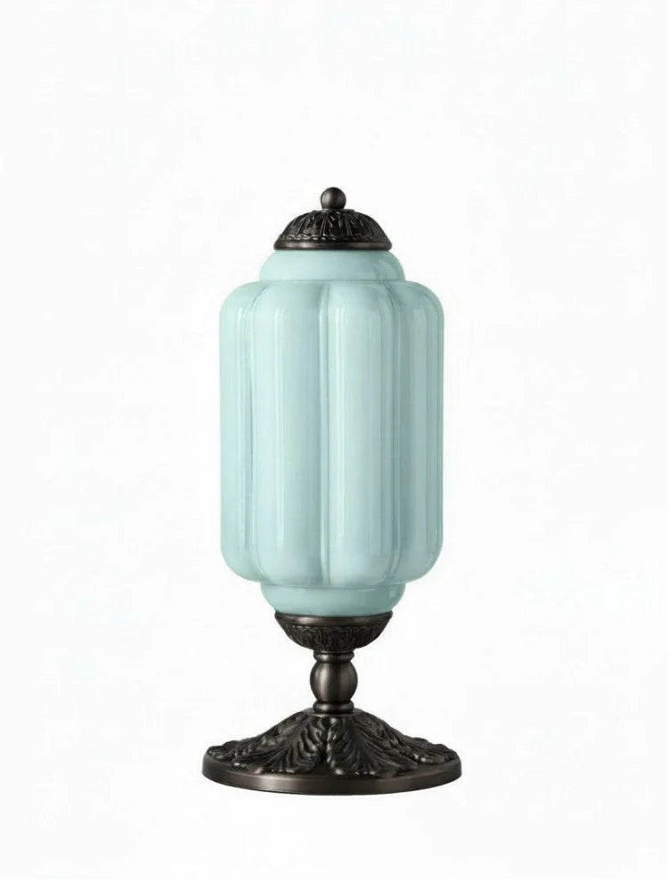Table Lamp Hand-Blown Glass Shade Brass Or Matte Black