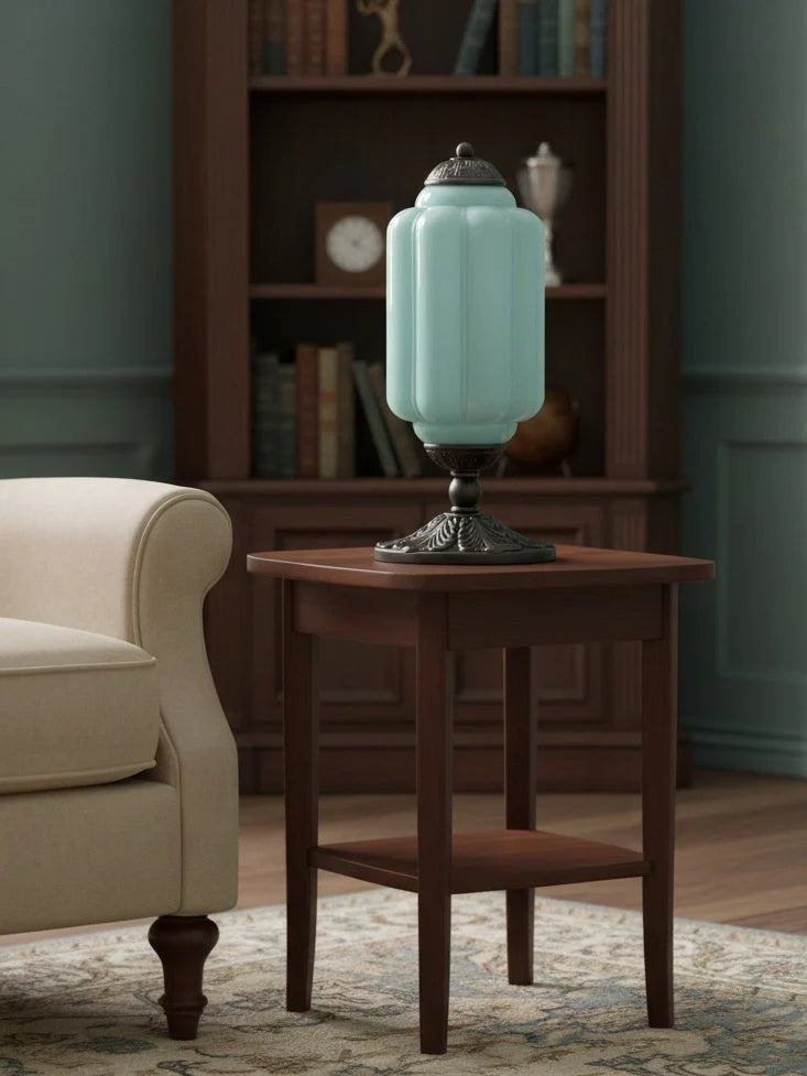 Table Lamp Hand-Blown Glass Shade Brass Or Matte Black