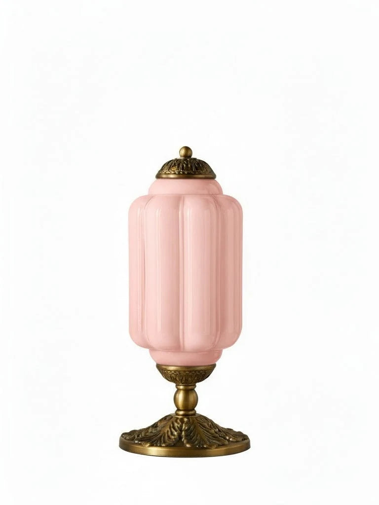 Table Lamp Hand-Blown Glass Shade Brass Or Matte Black