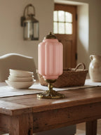 Table Lamp Hand-Blown Glass Shade Brass Or Matte Black