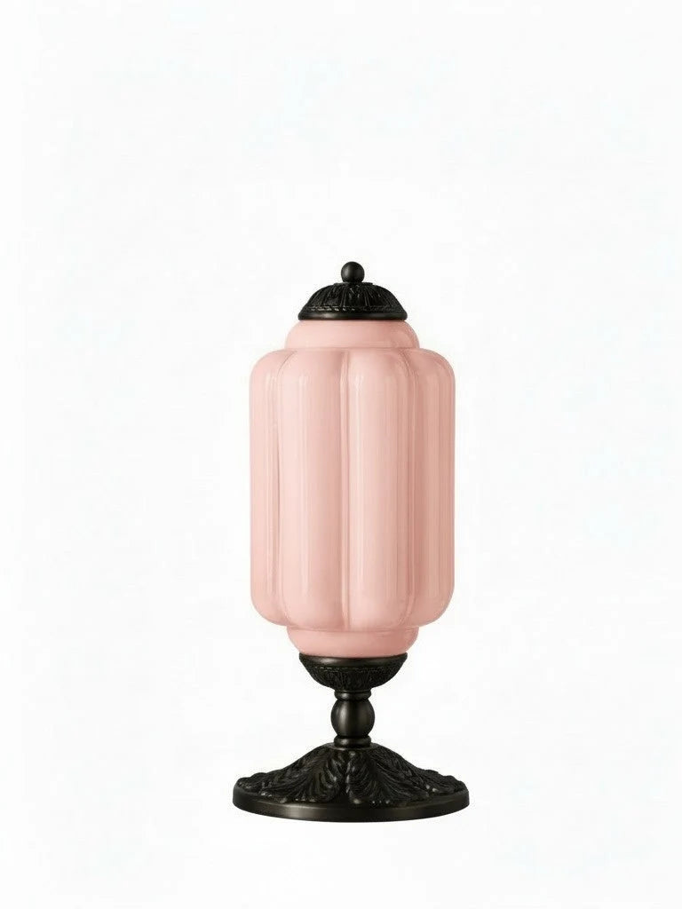 Table Lamp Hand-Blown Glass Shade Brass Or Matte Black