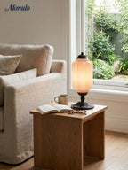 Table Lamp Hand-Blown Glass Shade Brass Or Matte Black