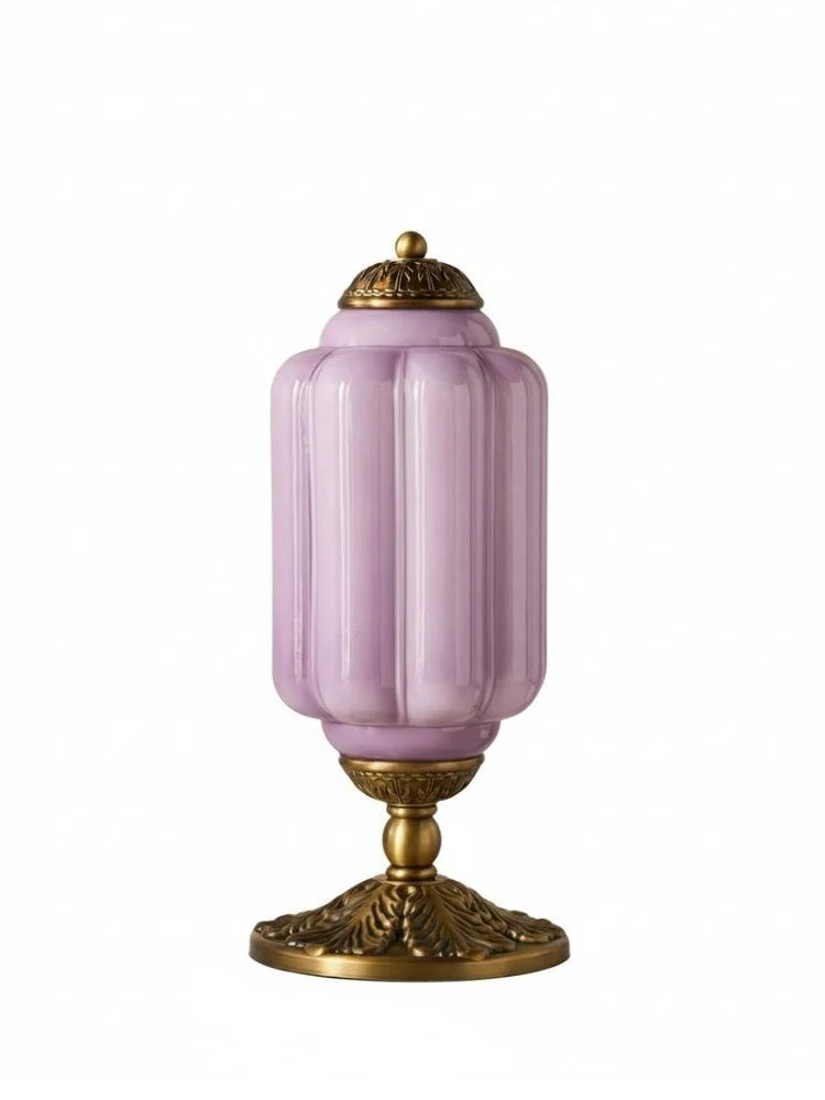 Table Lamp Hand-Blown Glass Shade Brass Or Matte Black