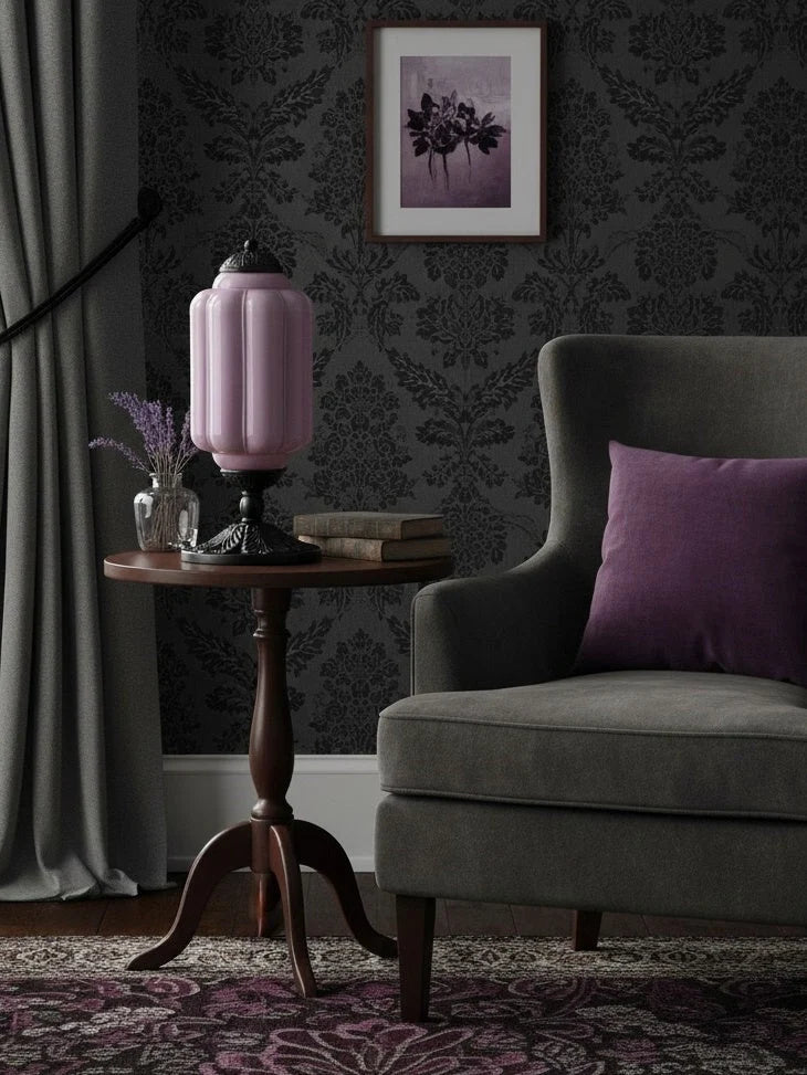 Table Lamp Hand-Blown Glass Shade Brass Or Matte Black