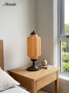 Table Lamp Hand-Blown Glass Shade Brass Or Matte Black