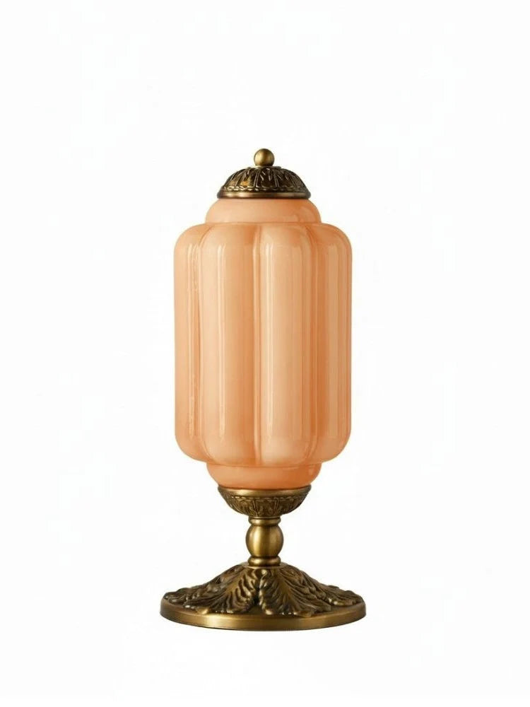 Table Lamp Hand-Blown Glass Shade Brass Or Matte Black