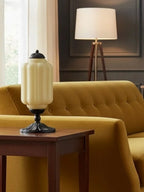 Table Lamp Hand-Blown Glass Shade Brass Or Matte Black