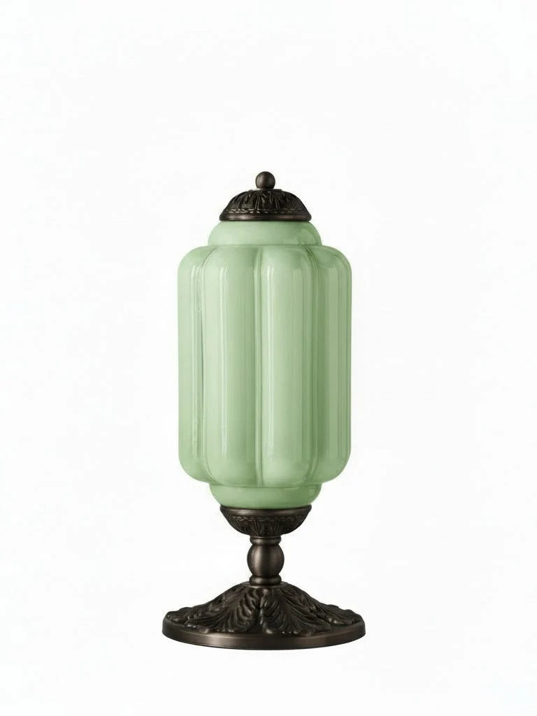 Table Lamp Hand-Blown Glass Shade Brass Or Matte Black