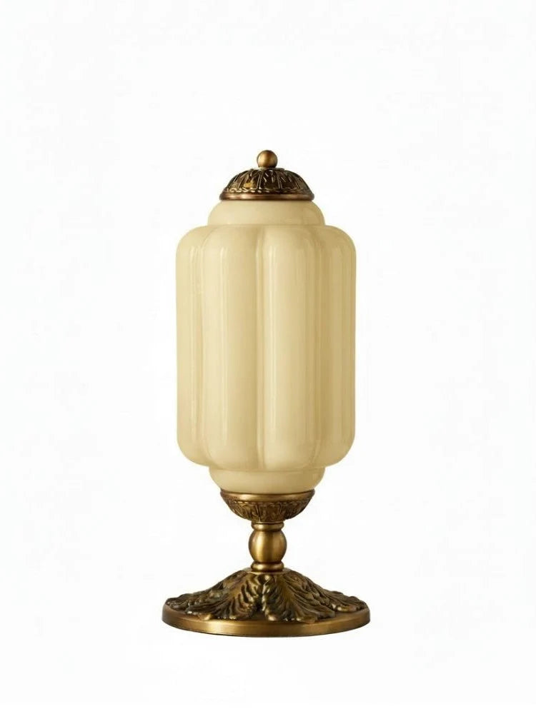 Table Lamp Hand-Blown Glass Shade Brass Or Matte Black