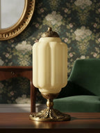 Table Lamp Hand-Blown Glass Shade Brass Or Matte Black