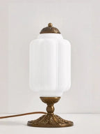 Table Lamp Hand-Blown Glass Shade Brass Or Matte Black