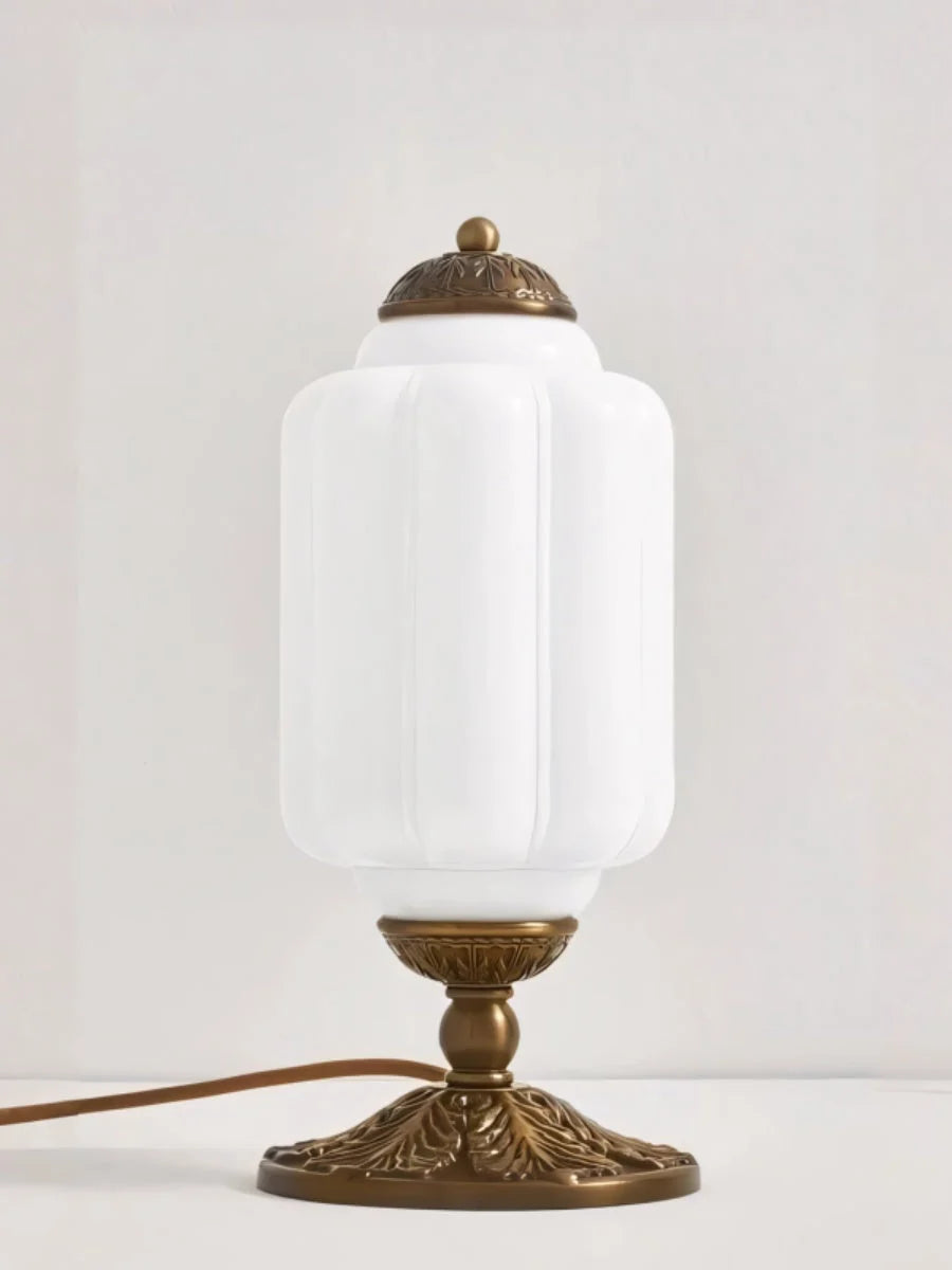 Table Lamp Hand-Blown Glass Shade Brass Or Matte Black