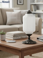Table Lamp Hand-Blown Glass Shade Brass Or Matte Black