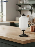 Table Lamp Hand-Blown Glass Shade Brass Or Matte Black