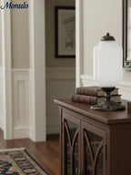 Table Lamp Hand-Blown Glass Shade Brass Or Matte Black