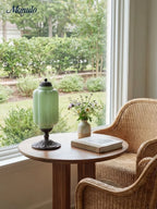 Table Lamp Hand-Blown Glass Shade Brass Or Matte Black