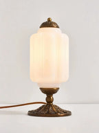 Table Lamp Hand-Blown Glass Shade Brass Or Matte Black