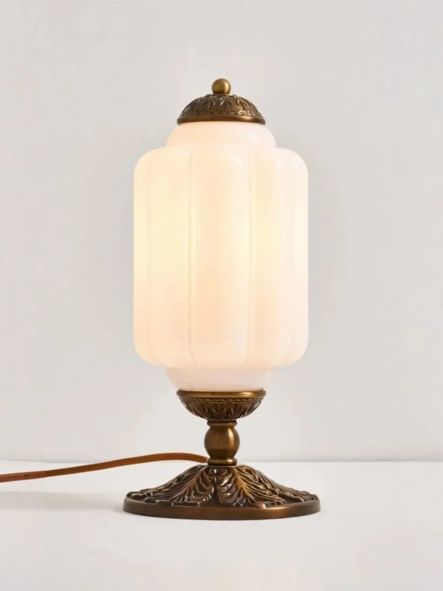 Table Lamp Hand-Blown Glass Shade Brass Or Matte Black