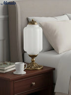 Table Lamp Hand-Blown Glass Shade Brass Or Matte Black