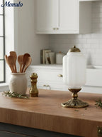 Table Lamp Hand-Blown Glass Shade Brass Or Matte Black