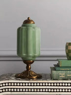 Table Lamp Hand-Blown Glass Shade Brass Or Matte Black