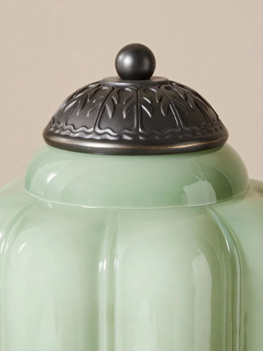 Table Lamp Hand-Blown Glass Shade Brass Or Matte Black