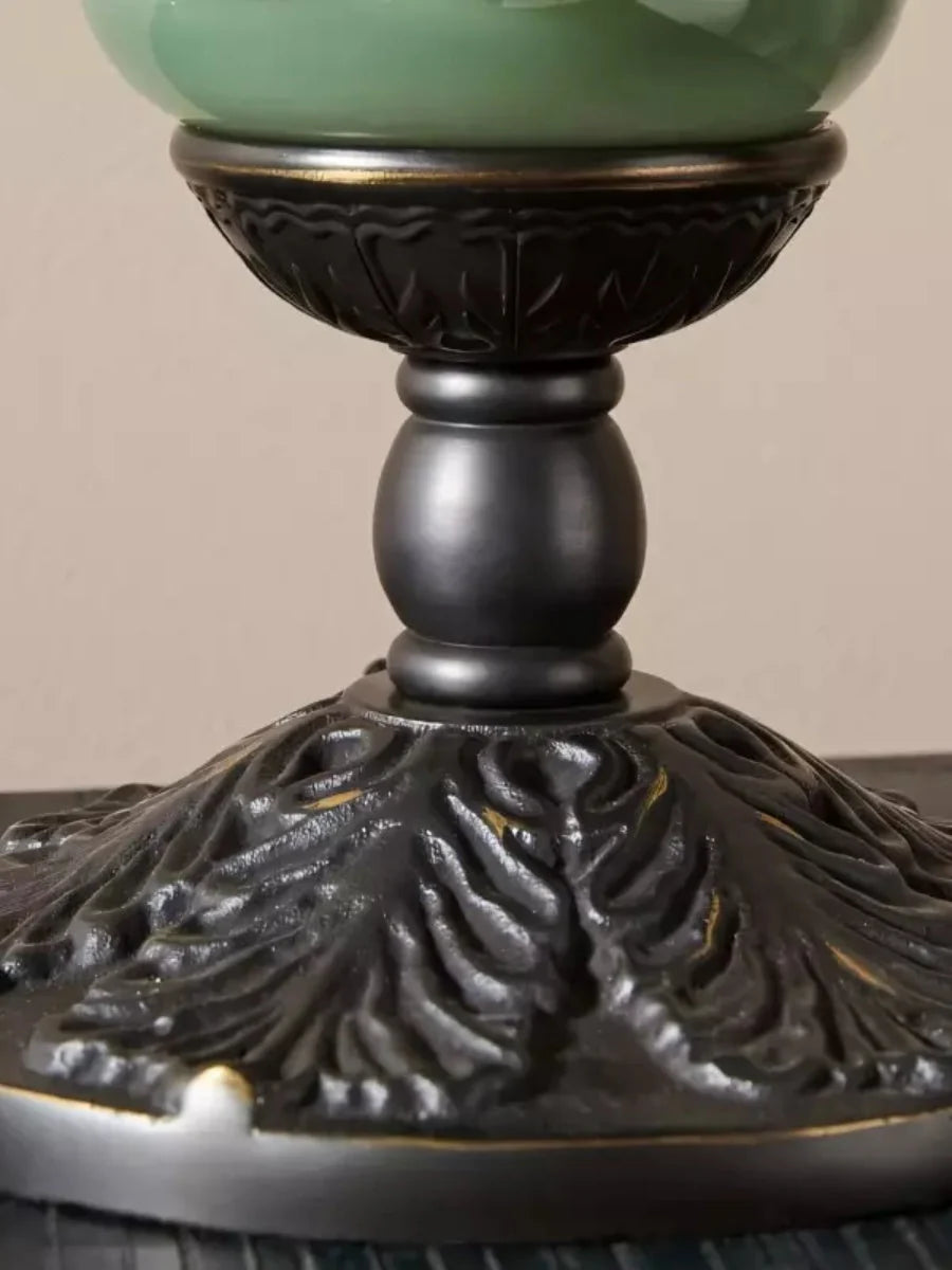 Table Lamp Hand-Blown Glass Shade Brass Or Matte Black