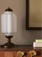 Table Lamp Hand-Blown Glass Shade Brass Or Matte Black