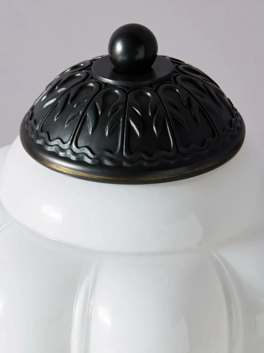 Table Lamp Hand-Blown Glass Shade Brass Or Matte Black
