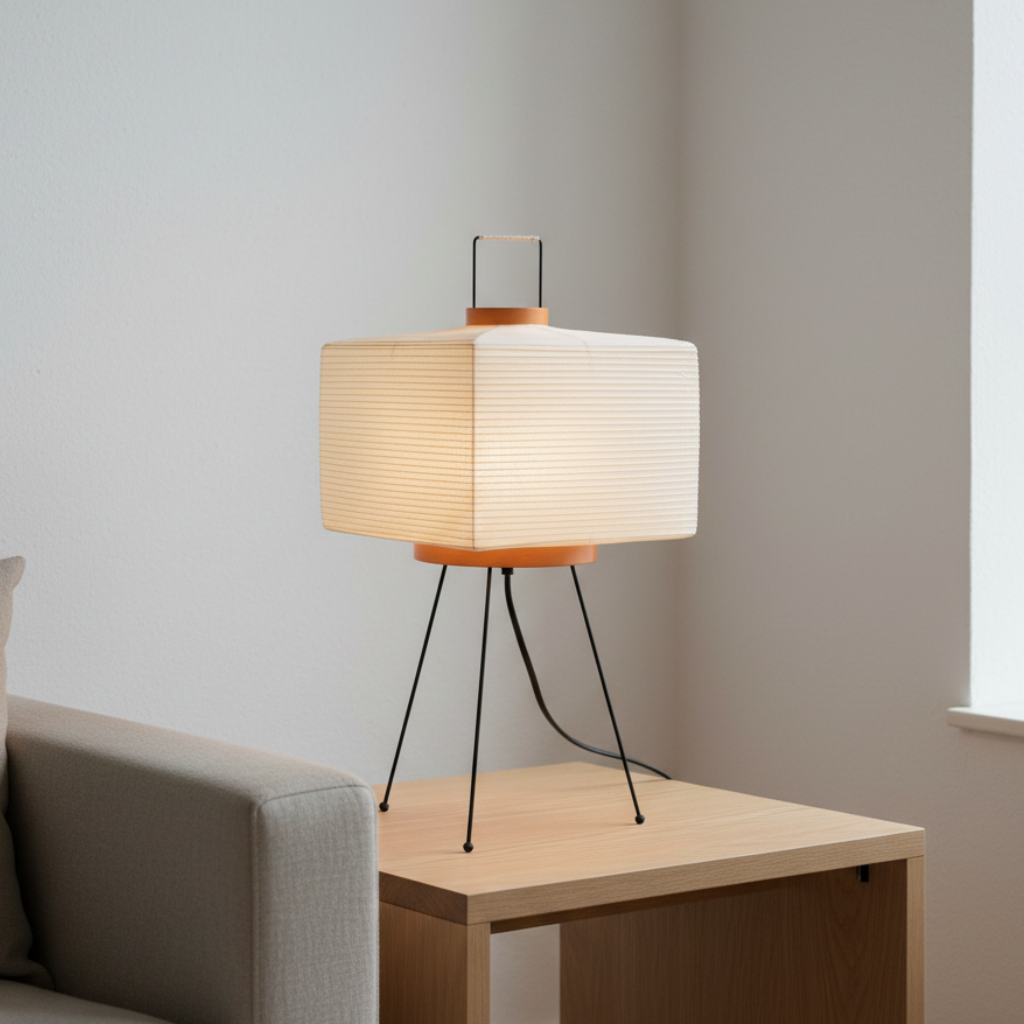 Table Lamp Hand-Folded Washi Shade Dimmer Compatible