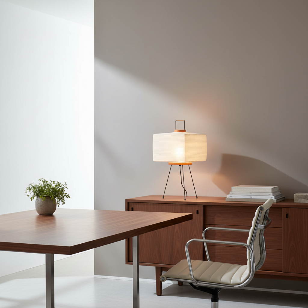 Table Lamp Hand-Folded Washi Shade Dimmer Compatible