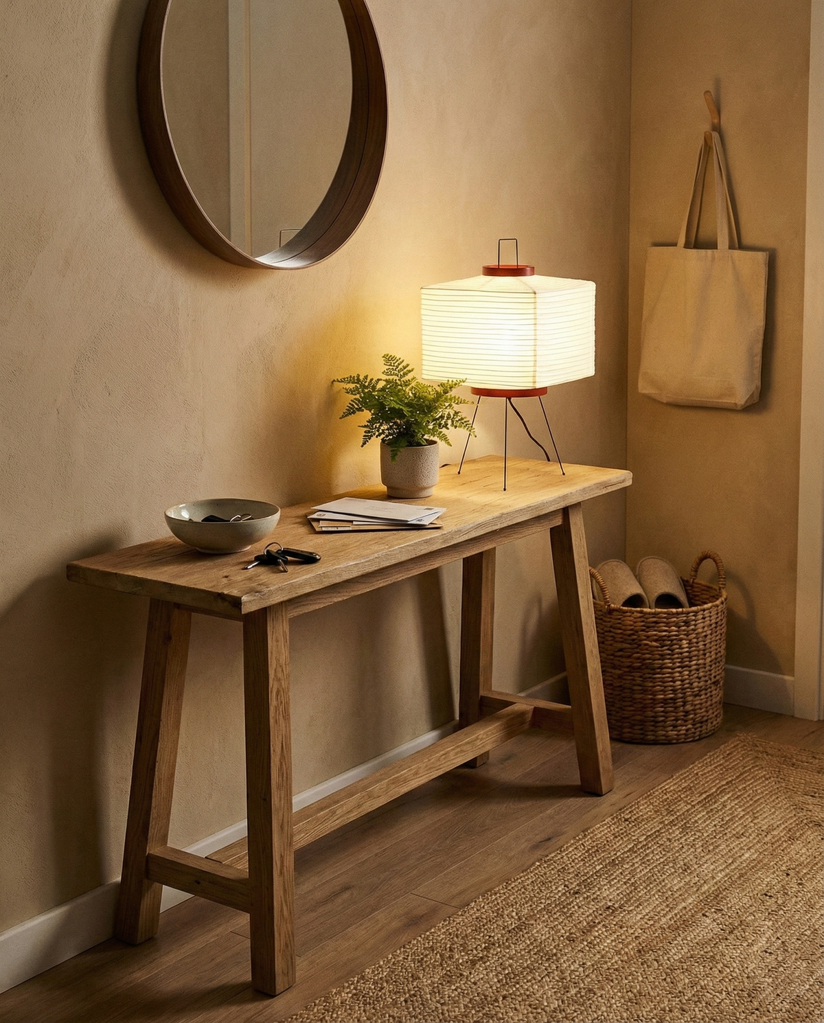 Table Lamp Hand-Folded Washi Shade Dimmer Compatible