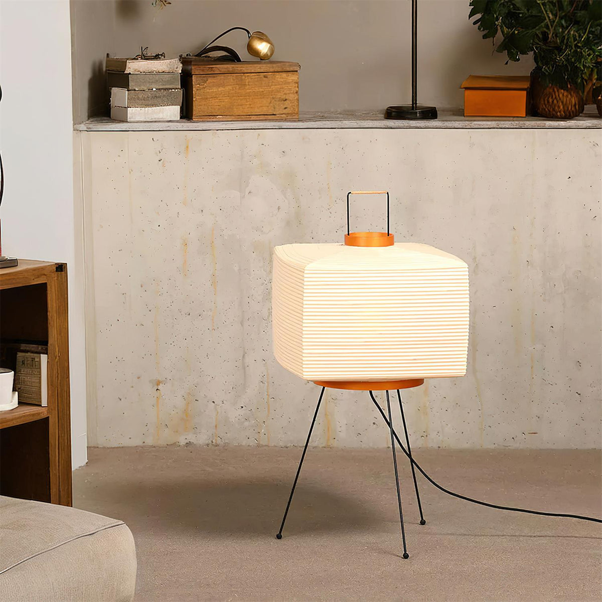 Table Lamp Hand-Folded Washi Shade Dimmer Compatible