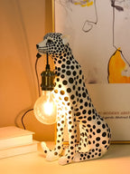 Table Lamp Hand-Painted Leopard Resin Edison Socket