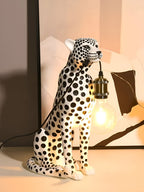 Table Lamp Hand-Painted Leopard Resin Edison Socket