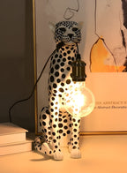 Table Lamp Hand-Painted Leopard Resin Edison Socket