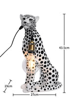 Table Lamp Hand-Painted Leopard Resin Edison Socket