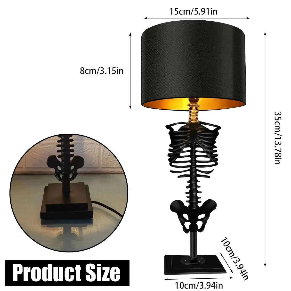 Table Lamp Handcrafted Gothic Skeleton Plug In