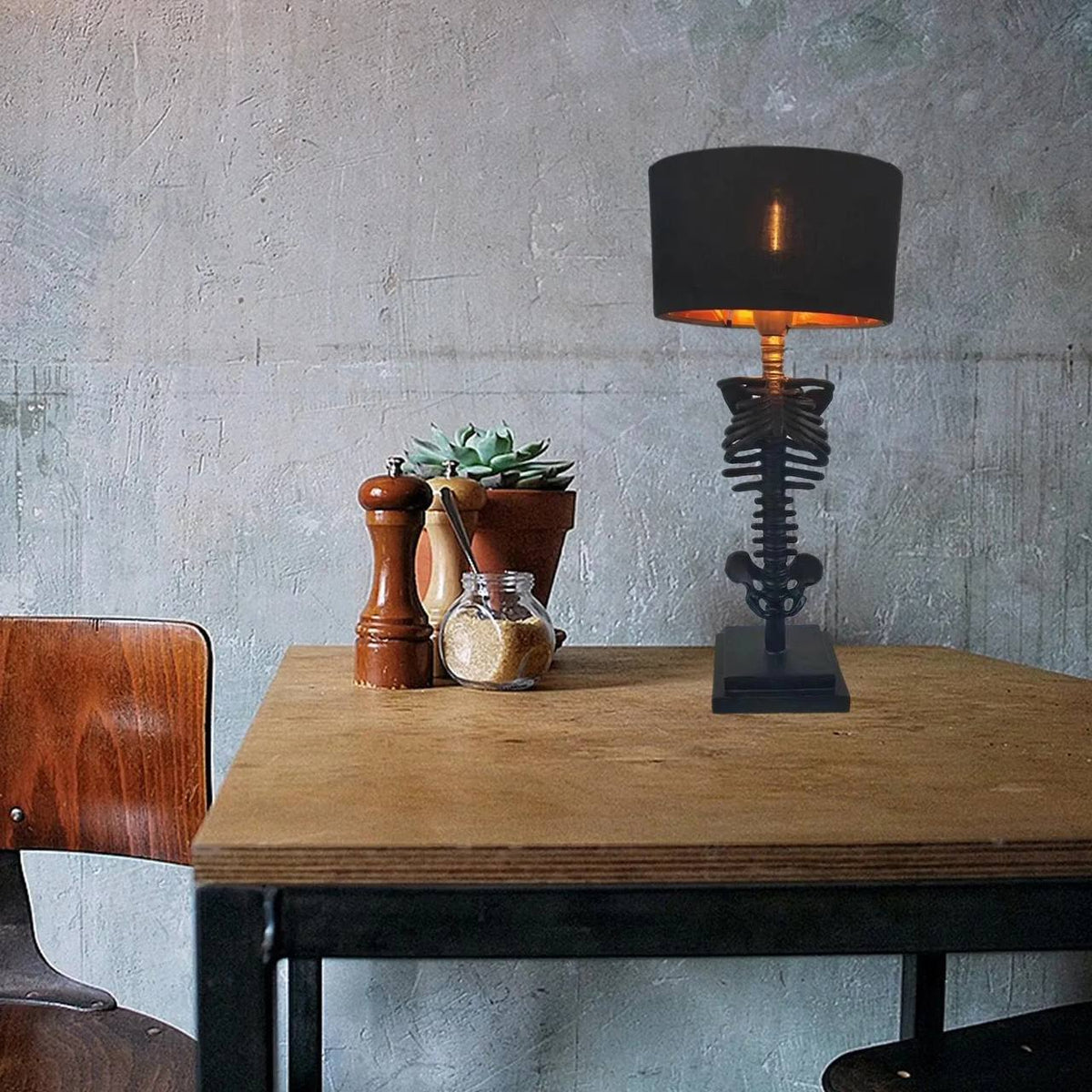 Table Lamp Handcrafted Gothic Skeleton Plug In