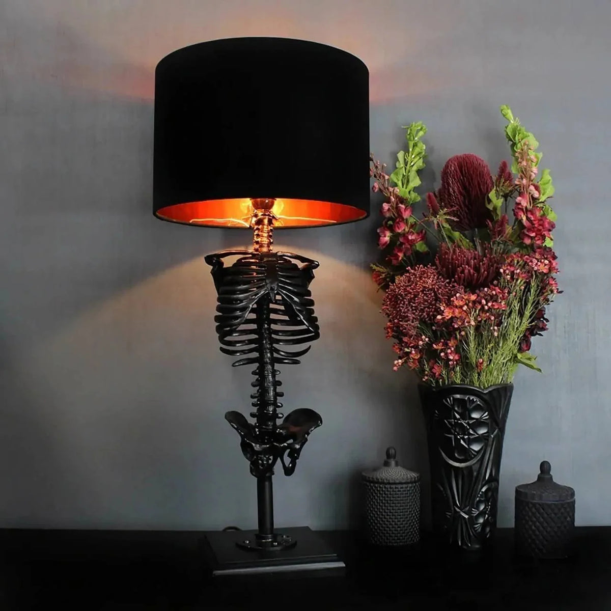 Table Lamp Handcrafted Gothic Skeleton Plug In