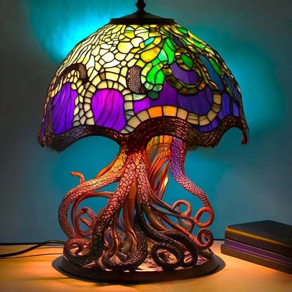 Table Lamp Handcrafted Mosaic Glass Warm Glow
