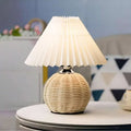 Table Lamp Handcrafted Rattan Warm Dimmable LED USB Powered