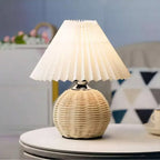 Table Lamp Handcrafted Rattan Warm Dimmable LED USB Powered