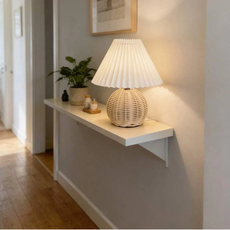 Table Lamp Handcrafted Rattan Warm Dimmable LED USB Powered