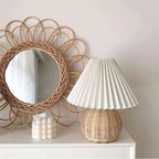 Table Lamp Handcrafted Rattan Warm Dimmable LED USB Powered
