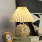 Table Lamp Handcrafted Rattan Warm Dimmable LED USB Powered